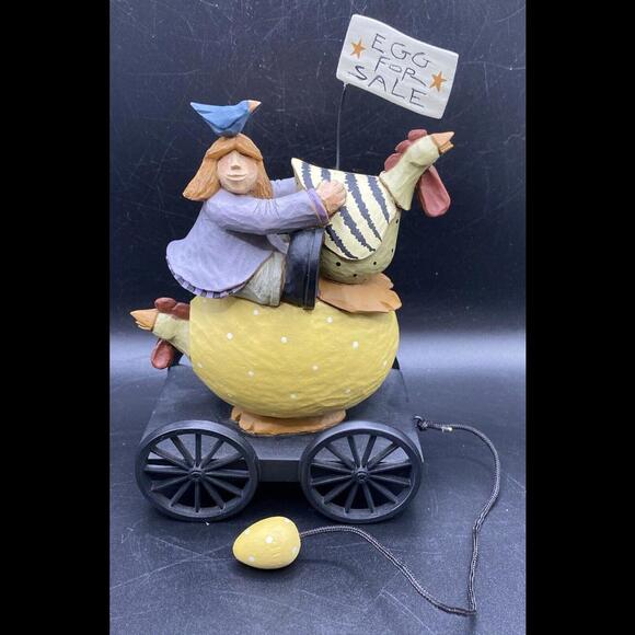 Williraye Studios Folk Art ~ EGG MONEY (Girl on Egg Pull Toy) ~ WW7421 - Picture 1 of 9
